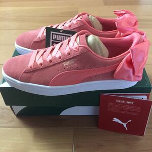 PUMA SUEDE BOW WNS Puma suede bow wi men's sneakers slip-on shoes pink leather 22.5cm domestic regular goods new goods unused popular prompt decision 