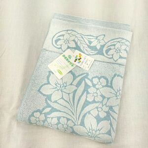  new goods unused now . production made in Japan towelket single blue floral print cotton 100% single 140×190.