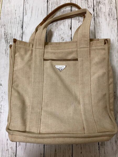 中古品 正規品 PRADA プラダ キャンバス トートバッグ JR1-12