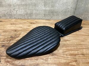 Solo Seat & Pillion Pad Made in Japan BK Brandnew Triumph 883 Tuck&Roll Panhead Shovel Knuckle Harley Chopper SR