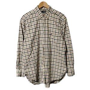 dunhill Dunhill flannel shirt check button down long sleeve L gray Brown Logo embroidery men's A19