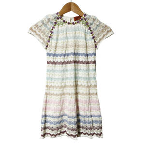 MISSONI Missoni Kids knitted One-piece border hook braided short sleeves 8 white series Italy made A16