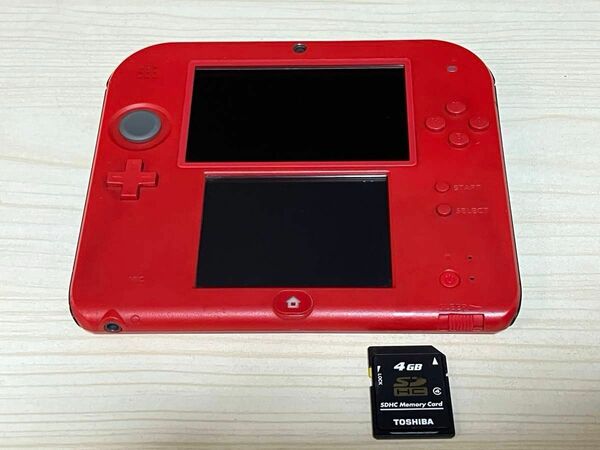 動作確認済　ニンテンドー2DS レッド　本体&4GBSDカード　送料込み