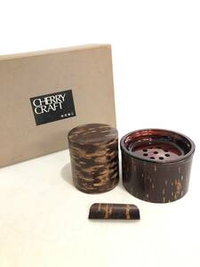 HB566　CHERRY CRAFT　桜皮細工　茶筒　茶匙　茶こぼし