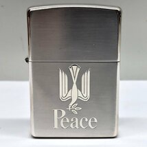 F【未使用】Peace　ピース　ZIPPO　ジッポ　喫煙具 　コレクション　木箱　火花確認済み_画像2