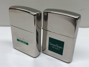 9【美品】セブンスター SevenStars メンソール Menthol シルバー系 ロゴ グリーン ZIPPO ジッポ 2個セット 喫煙具 本体のみ