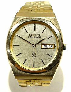 【ジャンク品】SEIKO セイコー キングクォーツ デイデイト メンズ 腕時計 9923‐7010 電池切れ 不動 ゴールド文字盤