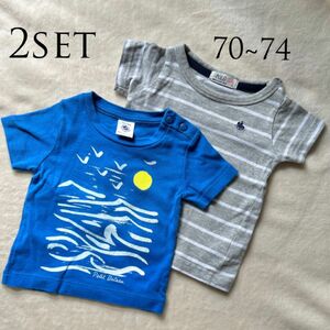 【プチバトー＆POLO】ベビー Tシャツ 2set 70~74