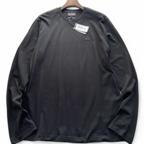 未使用タグ付■エンポリオ アルマーニ XL 大きいサイズ ロンT 長袖 Tシャツ カットソー ワンポイント エンブレム ブラック EMPORIO ARMANIの画像1