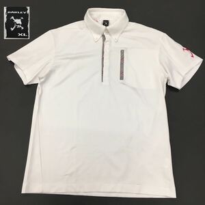 OAKLEY オークリー ゴルフウェア スポーツウェア 半袖ポロシャツ スカルロゴ刺繍 メンズ サイズXL ホワイト