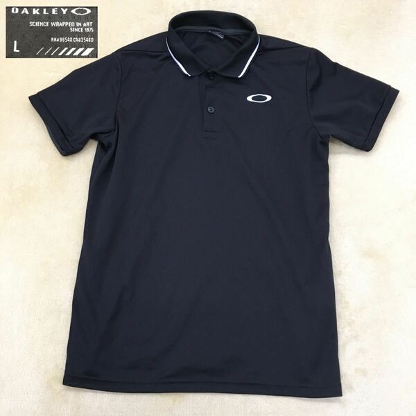 OAKLEY オークリー ゴルフウェア スポーツウェア 半袖ポロシャツ 刺繍ロゴ メンズ サイズL ブラック