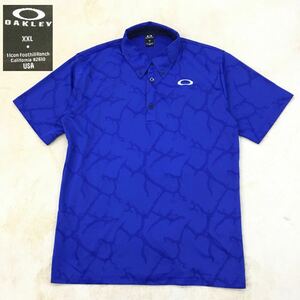 OAKLEY オークリー ゴルフウェア スポーツ 半袖ポロシャツ グラフィック 刺繍ロゴ メンズ 大きい サイズXXL 青