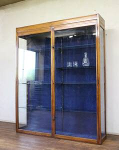  England antique F. Maund & E. Berg Victoria n form mahogany purity large showcase glass case display shelf cabinet 