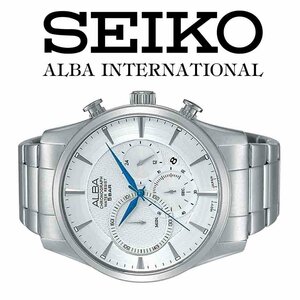 1 jpy ~1 start Seiko ALBA Seiko reimport model beautiful ....WHITE×BLUE/ chronograph 5 atmospheric pressure 50m waterproof new goods ultra rare hard-to-find not yet sale in Japan SEIKO