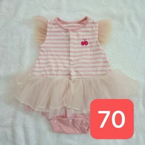 ふわふわ　スカート　ロンパース　前開き　70 袖なし　女の子 半袖ロンパース　レース　ワンピース　ベビー服　ベビー用品　