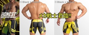 【即決】まるで屈強なメカ戦士!! EGDE≪HONEST スーパーローライズ ロングボクサー(M)Black x Yellow