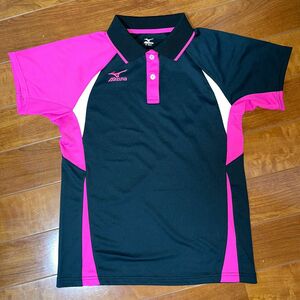 まとめ割引有　新品　ミズノ　シャツ　　レディース　S 黒×ピンク MIZUNO ゲームシャツ ユニフォーム 半袖ポロシャツ