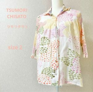 TSUMORI CHISATOツモリチサト シワ加工ブラウスシャツ 水彩アート