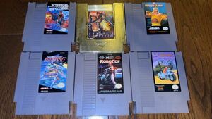 NESゲームソフトセット(ROLLERGAMES , MISSION IMPOSSIBLE , ROBOCOP , THUNDERCADE , ULTIMATE STUNTMAN , WRESTLE MANIA)