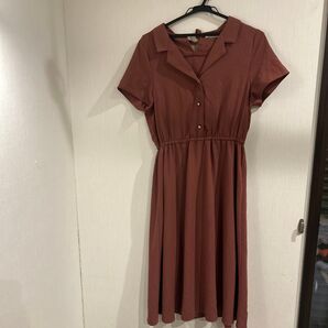 オリーブ シャツワンピース M 赤茶色