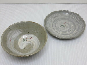 【中古未使用品】 天草 濱平窯 取り皿と茶碗 セット 〇YR-12249〇