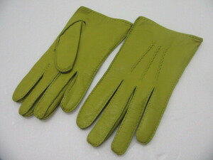 [ used ]so feed -ruSOFIE D'HOORE lady's leather glove gloves yellow green size 7 1/2 inscription 0YR-027380