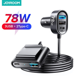  cheap 78W5 in 1 car charger high speed USB type C car charger PD 3.0 QC 4.0 3.0 PPS 25W type multi car charge adapter 1.5M cable 