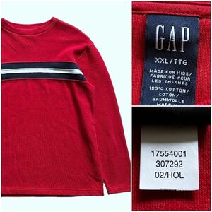 2000's OLD GAP ヴィンテージ ロンT リブ織 赤 レッド ストライプ M相当 USA sk8 長袖 Tシャツ スウェット オールドギャップ ヘビー オンス