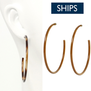  as good as new * unused [SHIPS Ships ] big hoop earrings Brown Gold large .. hoop earrings 