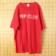 80s 90s USA製 JERZEES PEP CLUB 両面プリント 半袖 Tシャツ レッド メンズL アメリカ古着_画像1