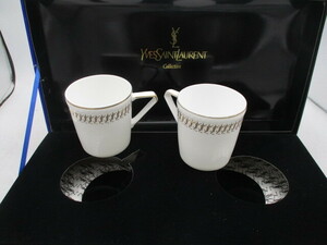 ** Yves Saint-Laurent YVES SAINTLAURENT cup & saucer 2 customer set new goods unused **