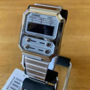 【新品・箱なし】カシオ CASIO A100WE-7B 腕時計 ユニセックス シルバー クロノグラフ クオーツ デジタル