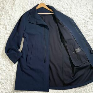  unused class / size XLjoru geo Armani [ top class leather tag ]GIORGIO ARMANI Zip up coat long stretch navy 52