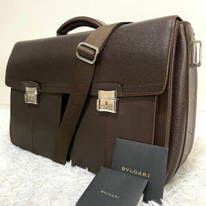 美品 ブルガリ BVLGARI メンズ ビジネスバッグ ブリーフケース 2way ショルダー ドクターバッグ 斜め掛け レザー ロック金具 ミレリゲ A4