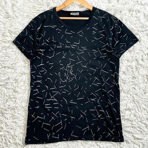 極美品 DIOR HOMME ディオールオム 半袖 Tシャツ 総柄 幾何学模様 カットソー トップス ブラック 黒 イタリア製 サイズS コットン メンズ