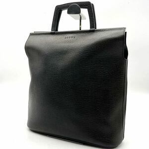  превосходный товар Loewe LOEWE мужской бизнес большая сумка портфель черный чёрный кожа натуральная кожа A4 место хранения Logo type вдавлено . ходить на работу работа сумка портфель 