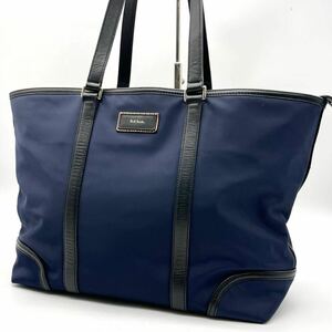  не использовался класс / действующий дизайн Paul Smith Paul Smith мужской бизнес большая сумка мульти- полоса кожа нейлон Logo темно-синий A4 место хранения 