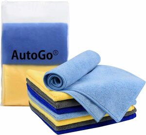 AutoGo マイクロファイバークロス 洗車タオル 吸水 速乾 40CM*40CM 4色【増量パック8枚入】