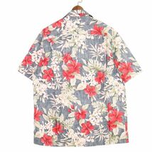 ハワイ製★ THE HAWAIIAN ORIGINAL 春夏 半袖 【花柄 フラワー 総柄】 アロハ シャツ Sz.L　メンズ　E4T00842_4#A_画像4