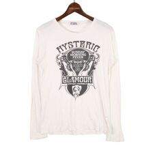 HYSTERIC GLAMOUR ヒステリックグラマー 通年 長袖 ガールプリント★ カットソー Tシャツ Sz.S　メンズ 白 日本製　E4T00849_4#C_画像1