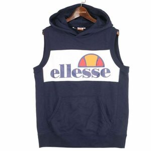 【新品 未使用】 ellesse エレッセ ノースリーブ スウェット★ プリント フーディー プルオーバー パーカー Sz.L　メンズ　E4T00857_4#G