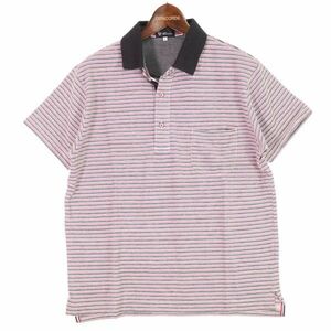 TK MIXPICE Takeo Kikuchi spring summer short sleeves border total pattern polo-shirt Sz.L men's E4T00874_4#A