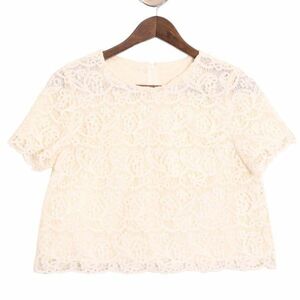 STRAWBERRY-FIELDS ストロベリーフィールズ レース総柄★ 半袖 プルオーバー ブラウス Sz.S-M位　レディース　E4G00469_5#S