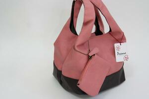 送料無料◆小物ケース付き◆正方形型◆手提げバッグ(ピンク)②