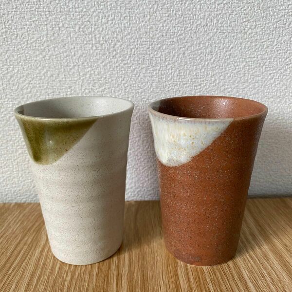 【新品】陶器 湯呑み コップ カップ 2個セット ペア