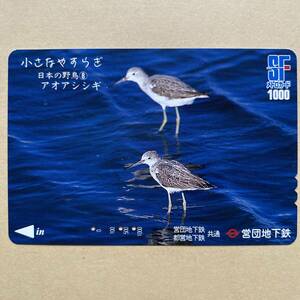 【使用済】 野鳥メトロカード 営団地下鉄 東京メトロ 小さなやすらぎ 日本の野鳥⑧ アオアシシギ