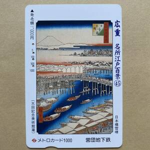 【使用済】 浮世絵メトロカード 営団地下鉄 東京メトロ 歌川広重 名所江戸百景45 日本橋雪晴