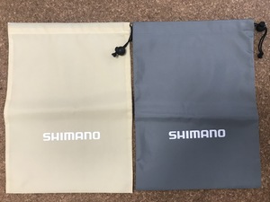 シマノ　巾着( 37×27cm)　片紐タイプ　ナイロン製　( ベージュ+ グレー)　2種2点　送料無料　