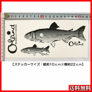 大島製作所 　オーランド『 Oland』 ステッカー 魚 2匹柄 長方形(10×22ｃｍ) 白系 1点 送料無料A