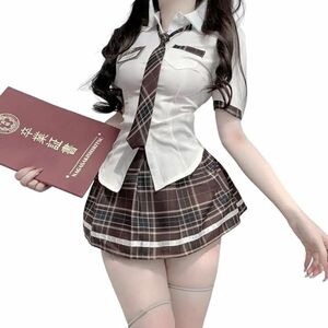 【4点セット】コスプレ 制服　チェック　ネクタイ　女性　レディース　女子高生 セクシー エロかわ